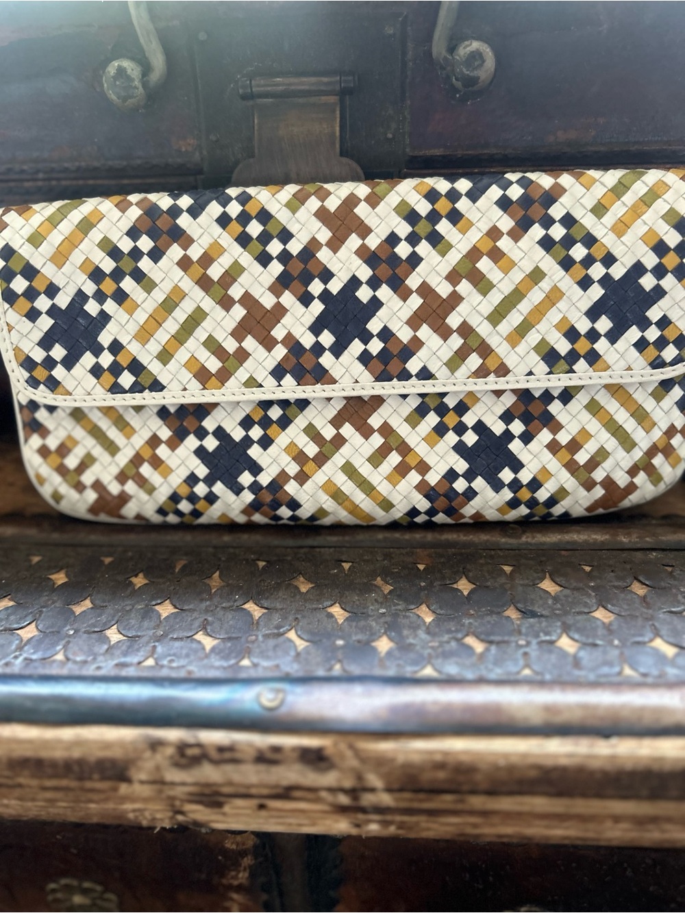 Monsac Cream Leather Tote Interior with Tan Lining